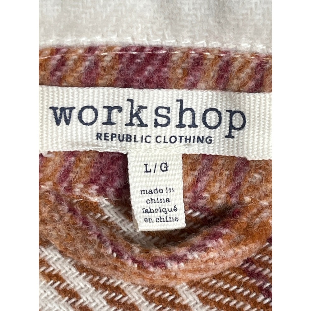 Workshop Plaid Shirt Jacket Shacket Rust Cream Fl… - image 6